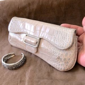 Cole Haan Leather Clutch, Blush, Cream, Moss